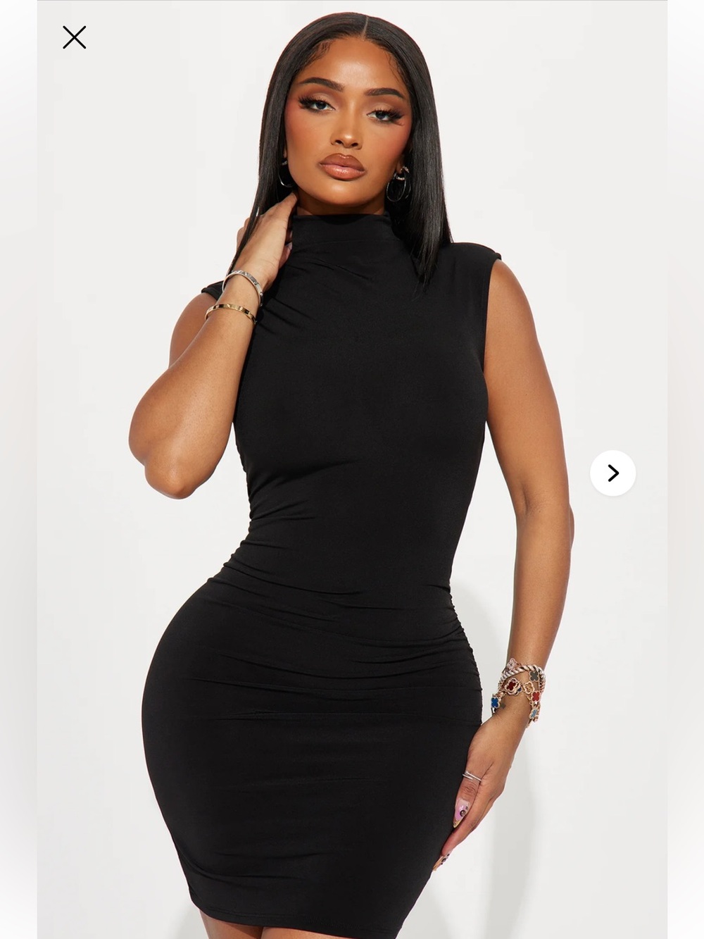 Fashion Nova Black Sleeveless Mock-Neck Bodycon Dress